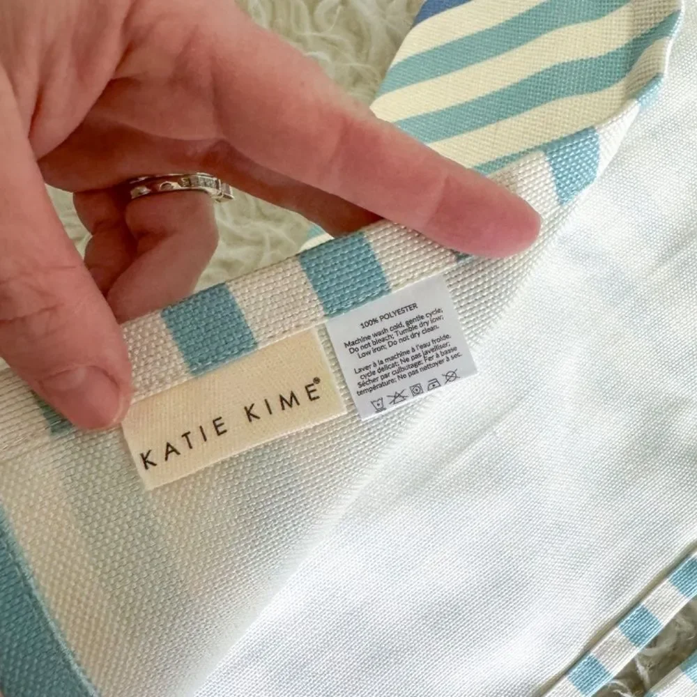 NWT! Katie Kime Blue Acqua Striped Placemats - Set of 4